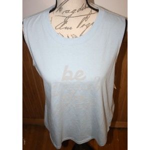 3/$15 Time and Tru "Be Good Do Good" Sleeveless Graphic T-Shirt Blue Tank Sz L